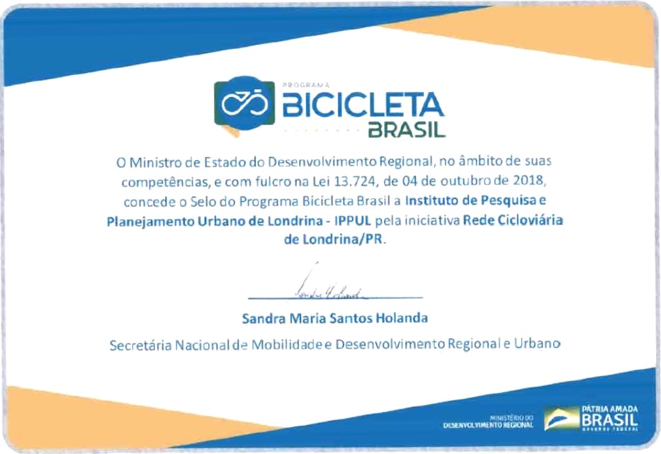 Certificado do Programa Bicicleta Brasil
